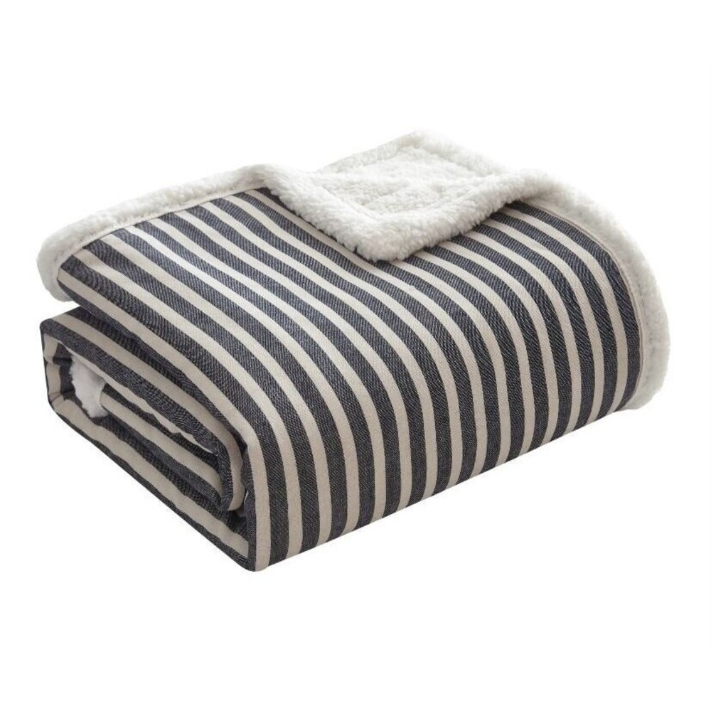 Dearfoams   50x60 Gray White Stripe   polyester cotton rayon